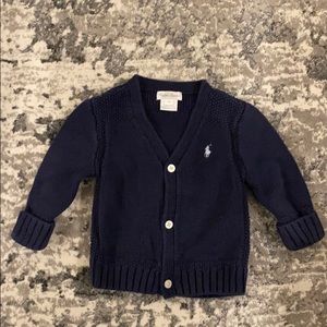 Ralph Lauren navy blue cotton button up sweater